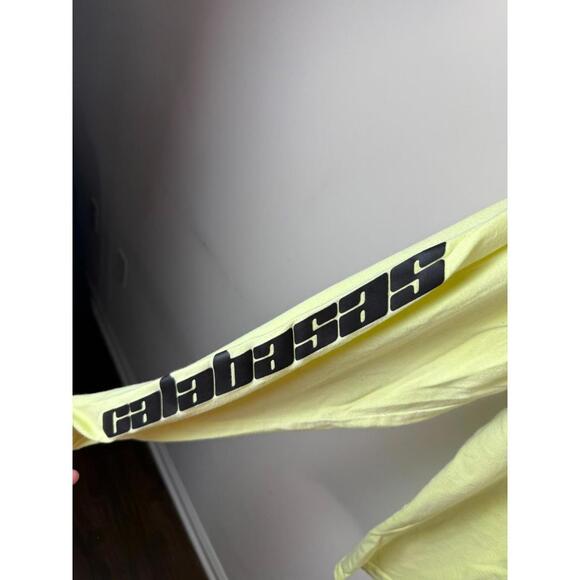 Adidas YEEZY Calabasas USA Long Sleeve Tee Shirt Frozen Yellow Medium - Picture 4 of 8
